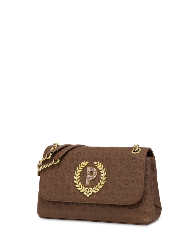 Pollini Borsa A Spalla In Vitello Heritage Logo Embossed Marrone