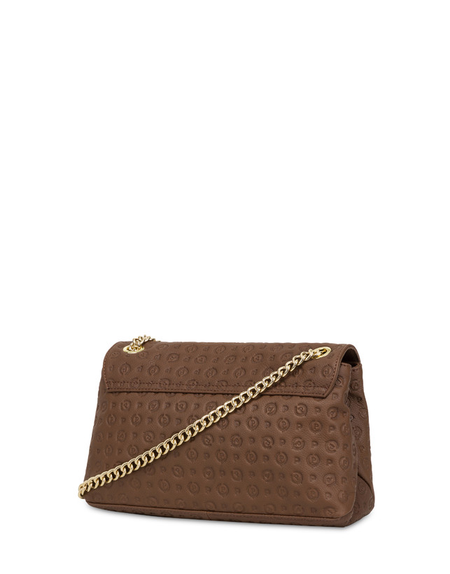 Pollini Borsa A Spalla In Vitello Heritage Logo Embossed Marrone