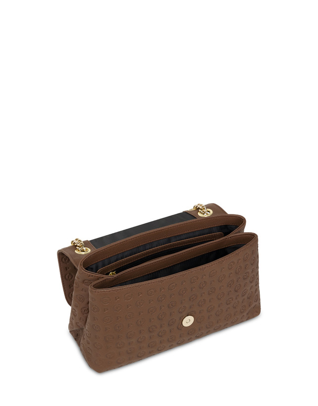 Pollini Borsa A Spalla In Vitello Heritage Logo Embossed Marrone