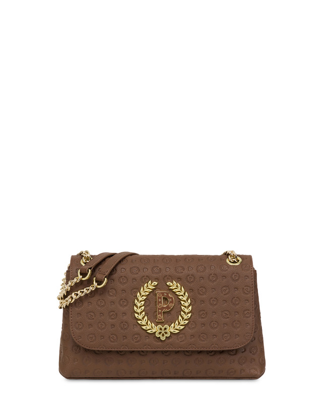 Pollini Borsa A Spalla In Vitello Heritage Logo Embossed Marrone
