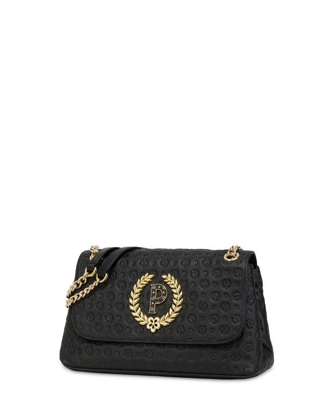 Pollini Borsa A Spalla In Vitello Heritage Logo Embossed Nero