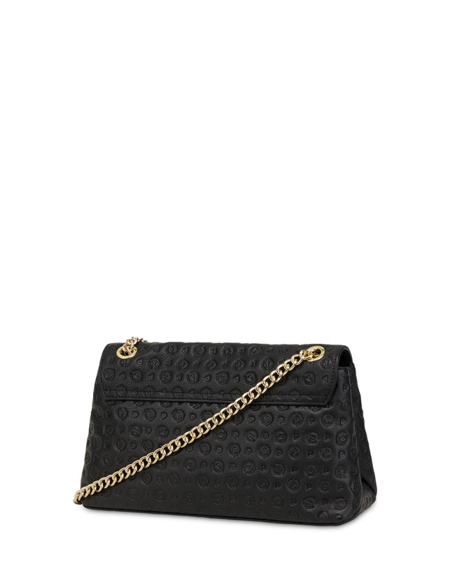 Pollini Borsa A Spalla In Vitello Heritage Logo Embossed Nero