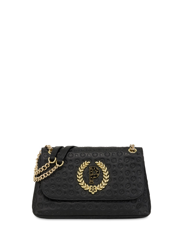 Pollini Borsa A Spalla In Vitello Heritage Logo Embossed Nero
