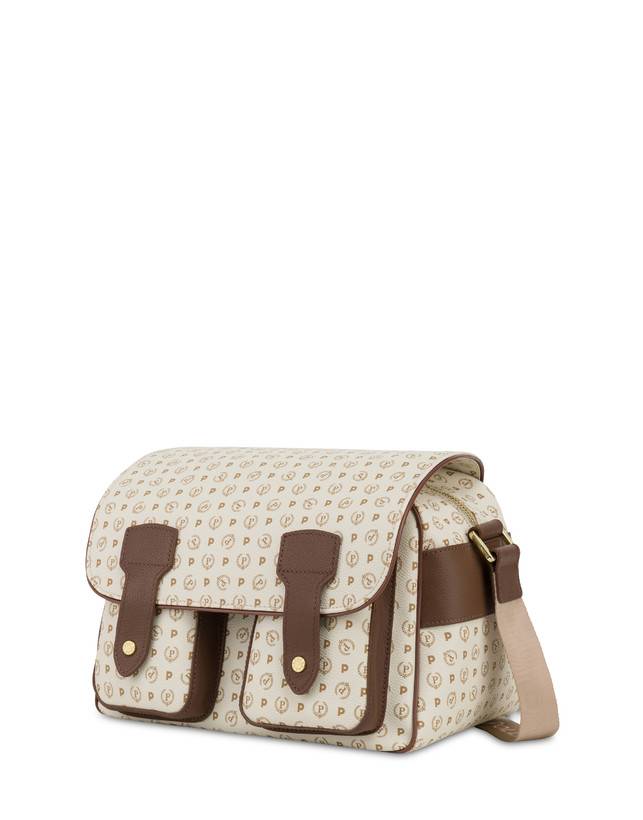 Pollini Borsa A Spalla Multitasche Heritage Logo Classic Avorio/marrone