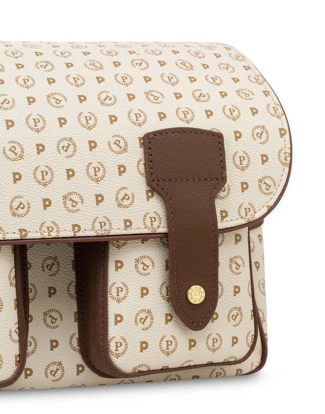 Pollini Borsa A Spalla Multitasche Heritage Logo Classic Avorio/marrone