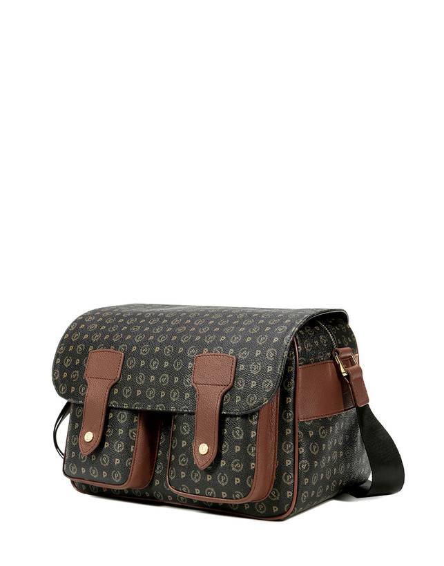 Pollini Borsa A Spalla Multitasche Heritage Logo Classic Nero/marrone