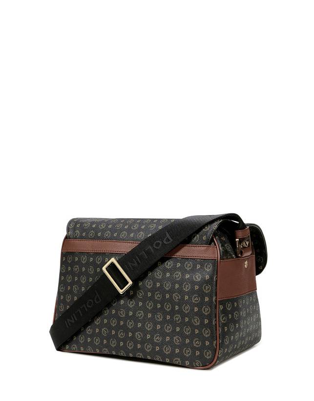 Pollini Borsa A Spalla Multitasche Heritage Logo Classic Nero/marrone