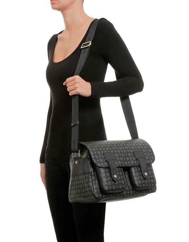 Pollini Borsa A Spalla Multitasche Heritage Logo Classic Nero/nero