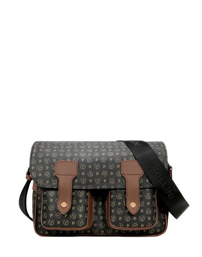 Pollini Borsa A Spalla Multitasche Heritage Logo Classic Nero/marrone