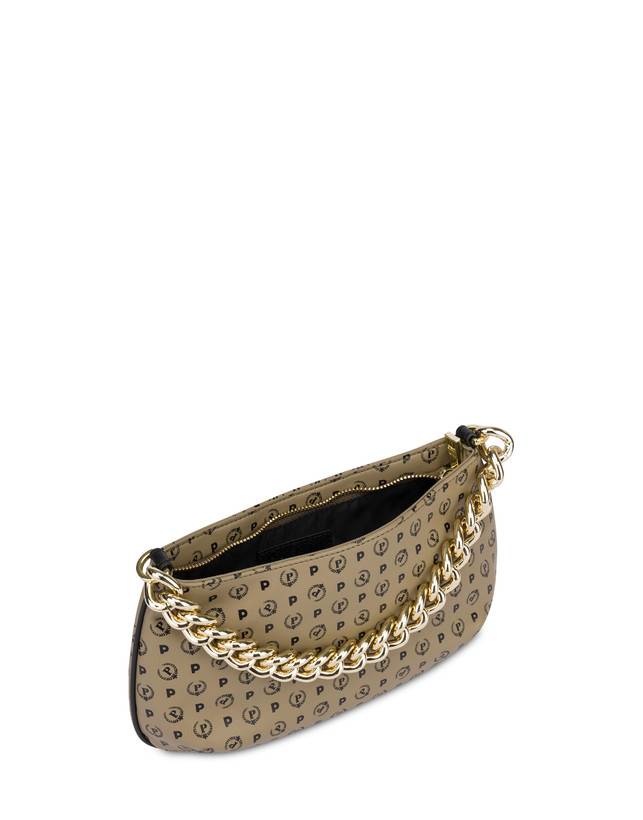 Pollini Borsa A Tracolla Con Catena Heritage Soft Touch Taupe/nero