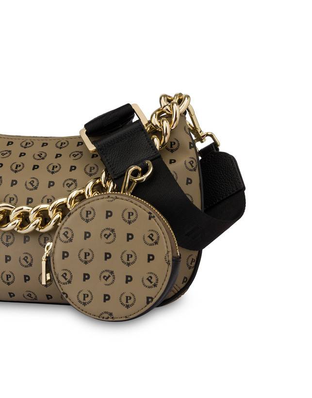 Pollini Borsa A Tracolla Con Catena Heritage Soft Touch Taupe/nero