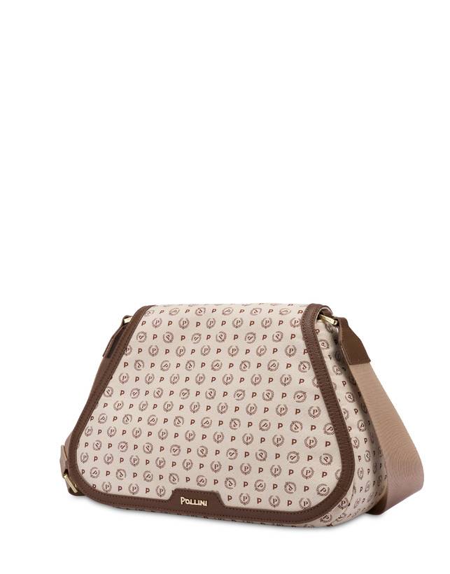 Pollini Borsa A Tracolla Heritage Denim Jacquard Avorio/marrone