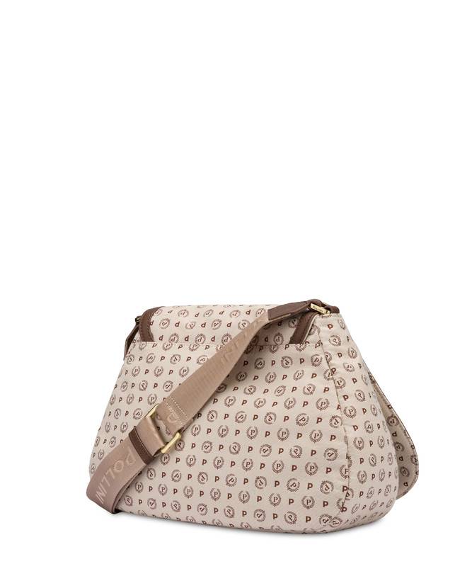 Pollini Borsa A Tracolla Heritage Denim Jacquard Avorio/marrone