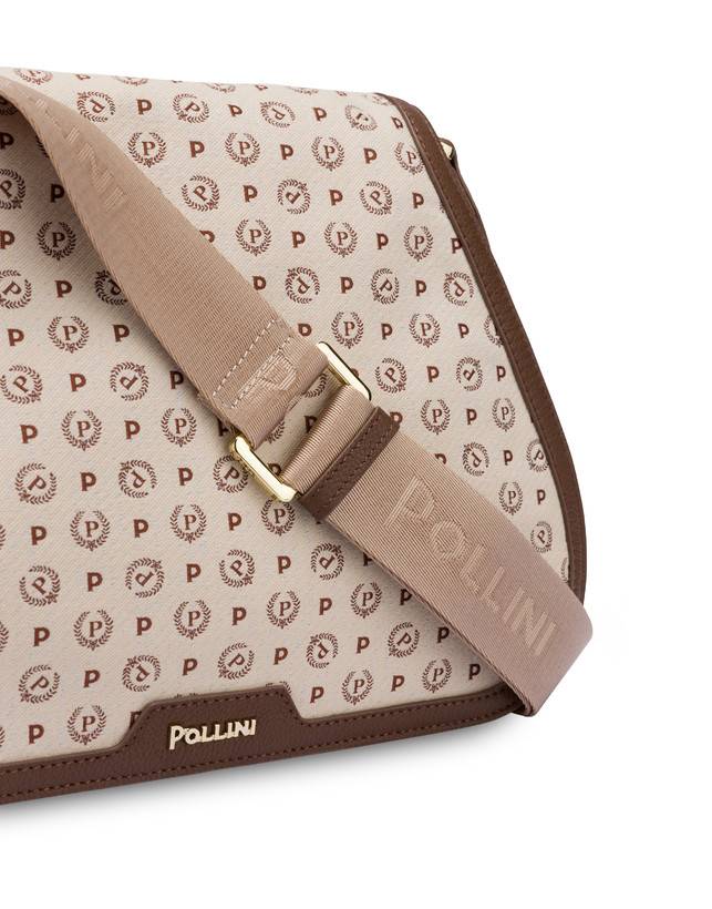 Pollini Borsa A Tracolla Heritage Denim Jacquard Avorio/marrone