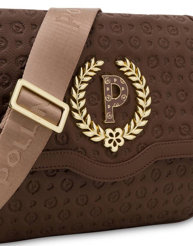 Pollini Borsa A Tracolla Heritage Logo Embossed Marrone