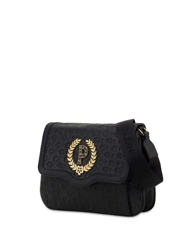 Pollini Borsa A Tracolla Heritage Logo Embossed Nero