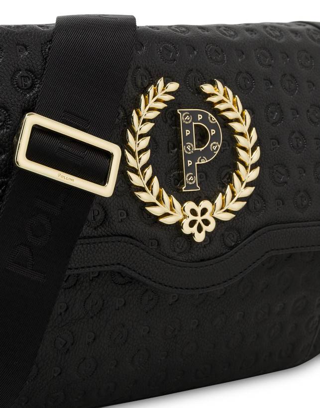 Pollini Borsa A Tracolla Heritage Logo Embossed Nero