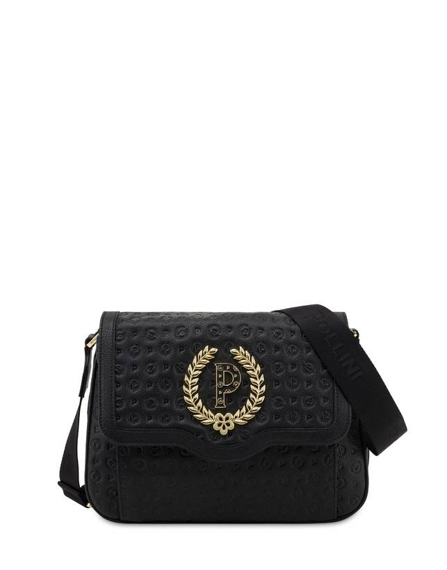 Pollini Borsa A Tracolla Heritage Logo Embossed Nero