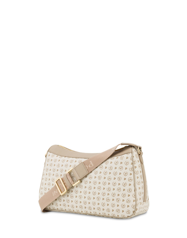 Pollini Borsa A Tracolla In Pvc Heritage Logo Classic Avorio/ghiaccio