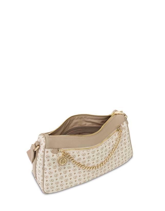 Pollini Borsa A Tracolla In Pvc Heritage Logo Classic Avorio/ghiaccio
