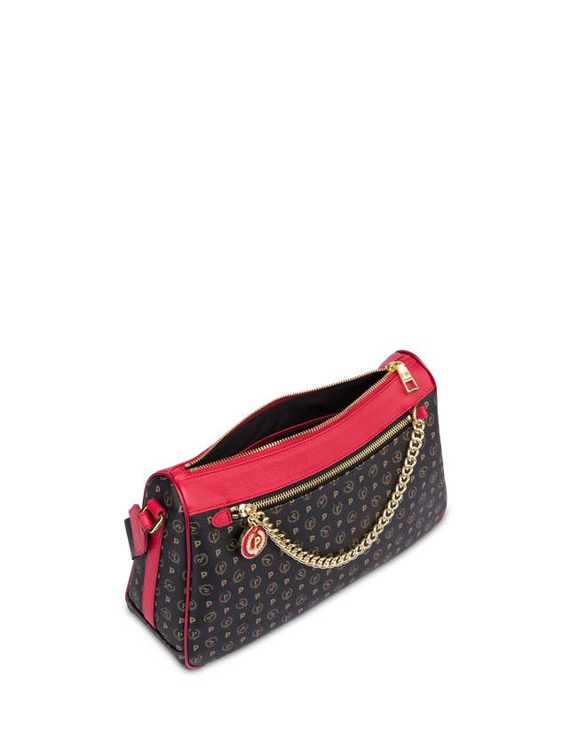 Pollini Borsa A Tracolla In Pvc Heritage Logo Classic Nero/lacca