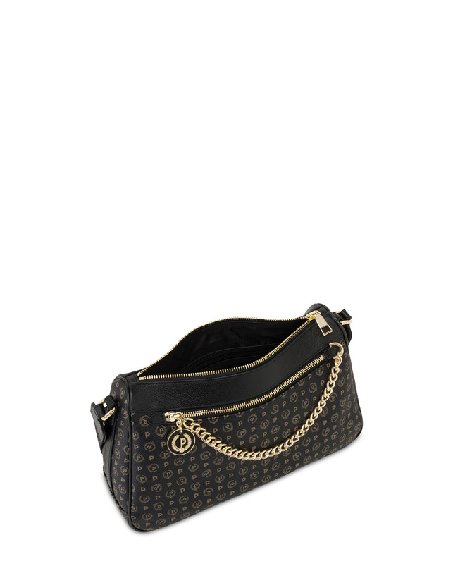 Pollini Borsa A Tracolla In Pvc Heritage Logo Classic Nero/nero