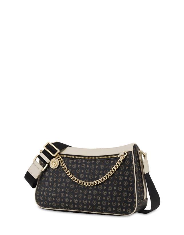 Pollini Borsa A Tracolla In Pvc Heritage Logo Classic Nero/avorio