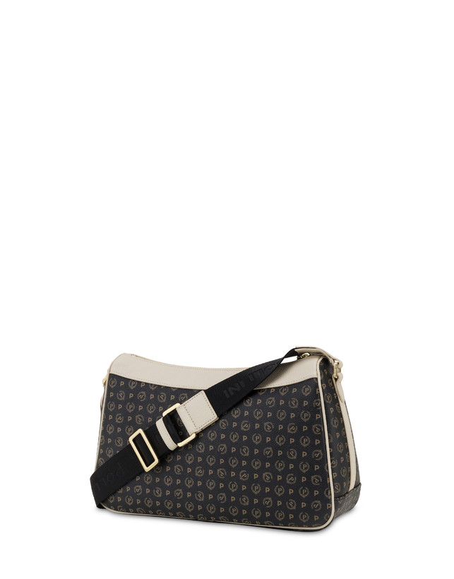 Pollini Borsa A Tracolla In Pvc Heritage Logo Classic Nero/avorio