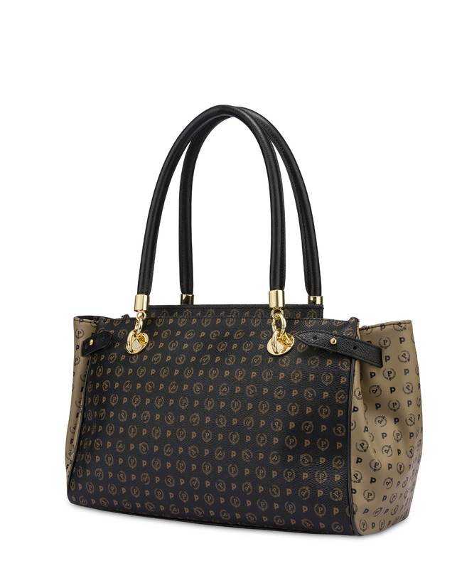 Pollini Borsa Doppio Manico Bicolor Heritage Soft Touch Nero/taupe/nero