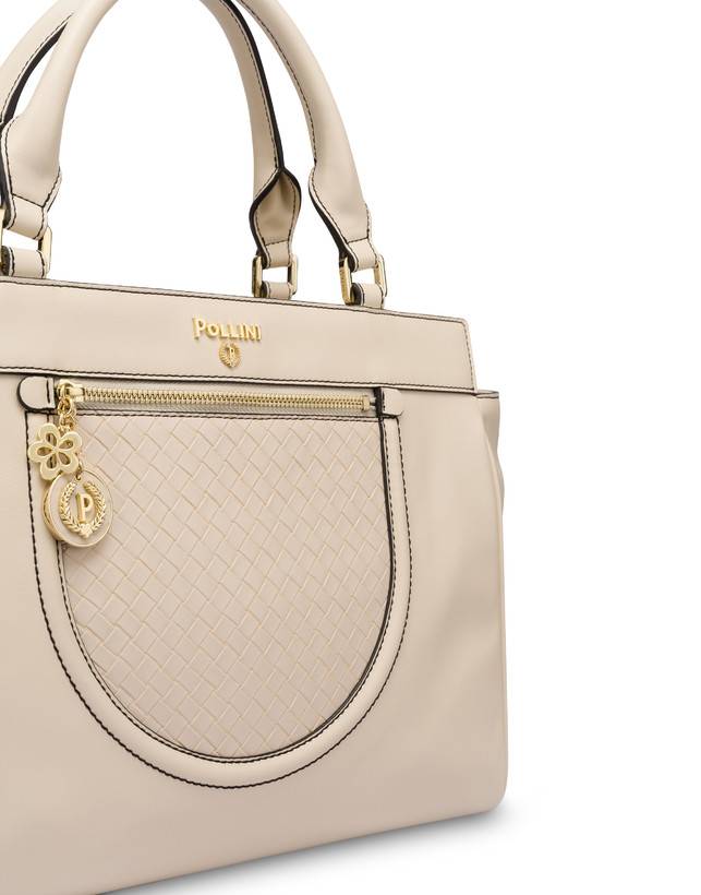 Pollini Borsa Doppio Manico Half Moon Avorio/avorio