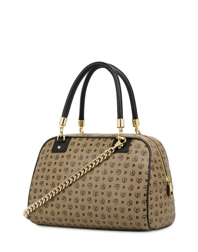 Pollini Borsa Doppio Manico Heritage Soft Touch Taupe/nero