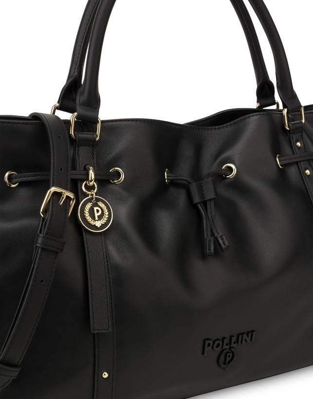 Pollini Borsa Doppio Manico In Nappa Serena Nero/nero