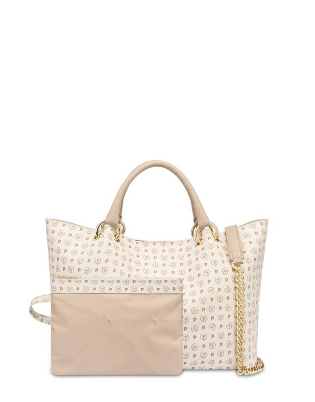 Pollini Borsa Doppio Manico In Pvc Heritage Logo Classic Avorio/ghiaccio