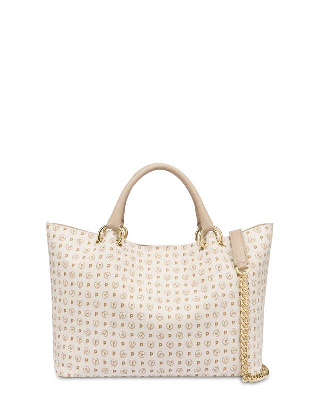 Pollini Borsa Doppio Manico In Pvc Heritage Logo Classic Avorio/ghiaccio