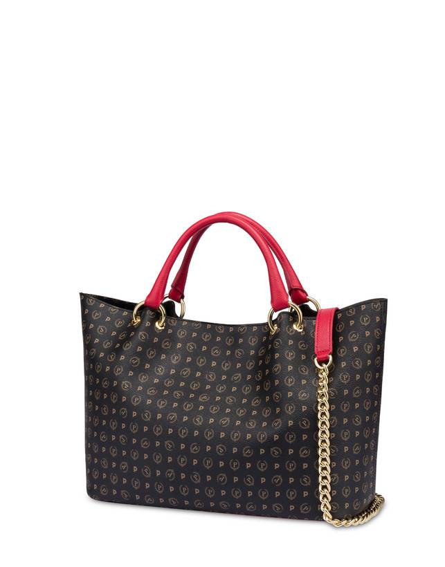 Pollini Borsa Doppio Manico In Pvc Heritage Logo Classic Nero/lacca