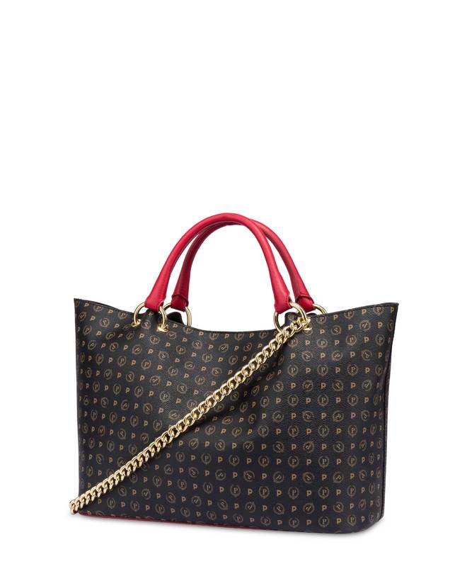 Pollini Borsa Doppio Manico In Pvc Heritage Logo Classic Nero/lacca