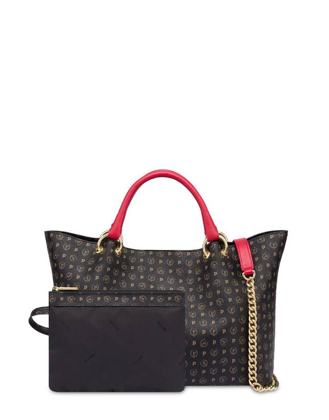 Pollini Borsa Doppio Manico In Pvc Heritage Logo Classic Nero/lacca