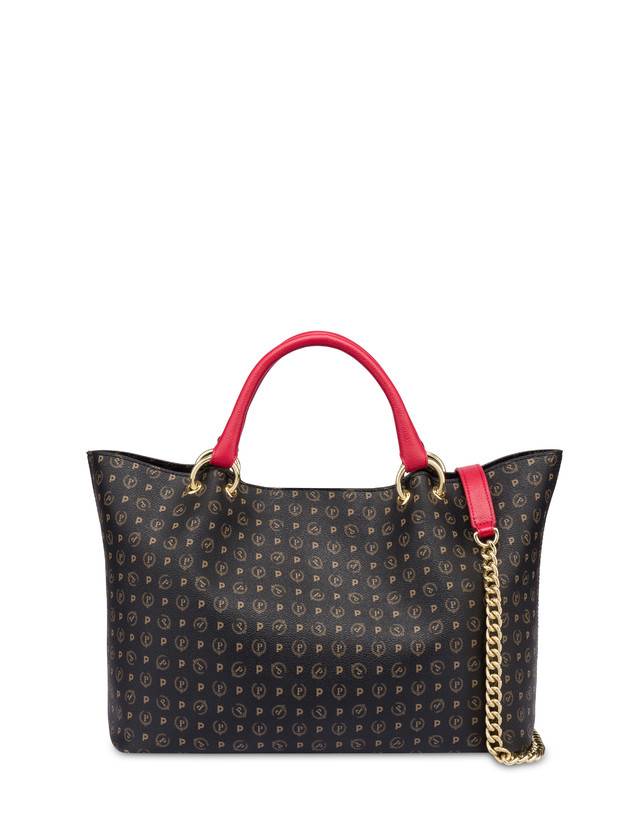 Pollini Borsa Doppio Manico In Pvc Heritage Logo Classic Nero/lacca