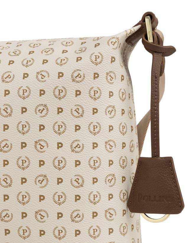Pollini Borsa Hobo Heritage Logo Classic Avorio/marrone