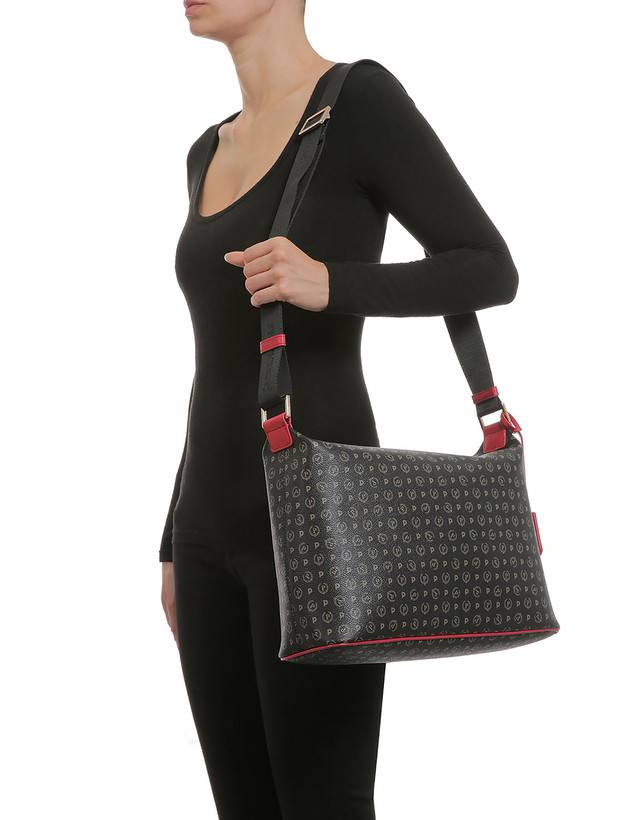 Pollini Borsa Hobo Heritage Logo Classic Nero/lacca