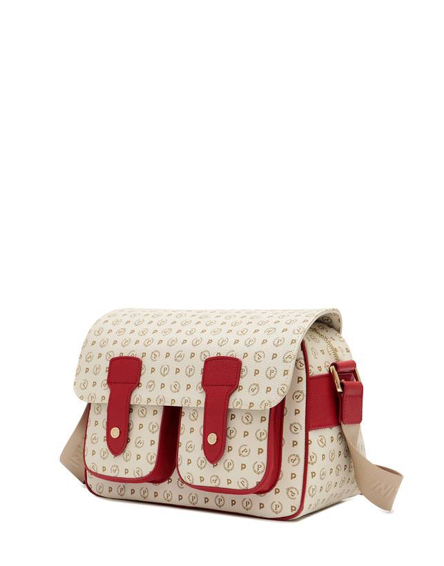 Pollini Borsa Messenger Heritage Logo Classic Avorio/lacca