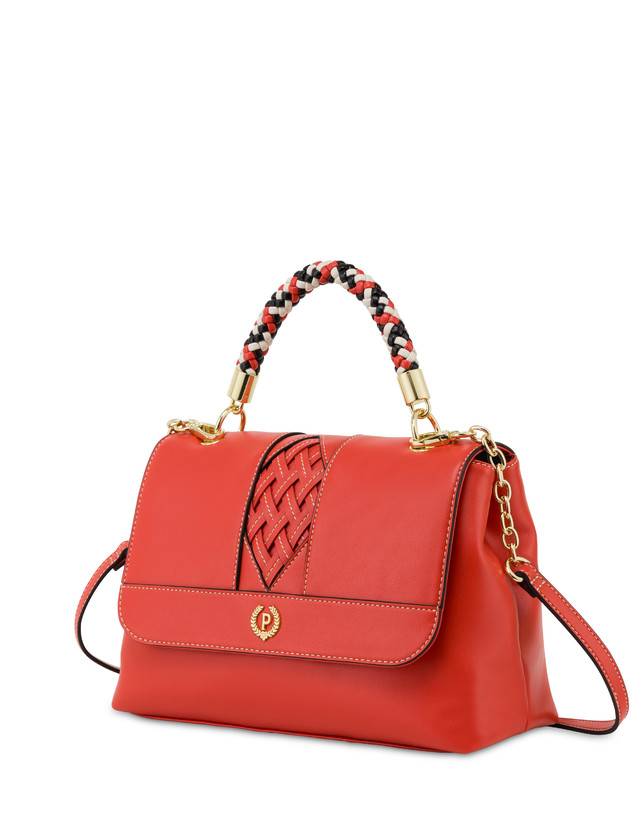 Pollini Borsa Top Handle Con Intreccio Agadir Arancio