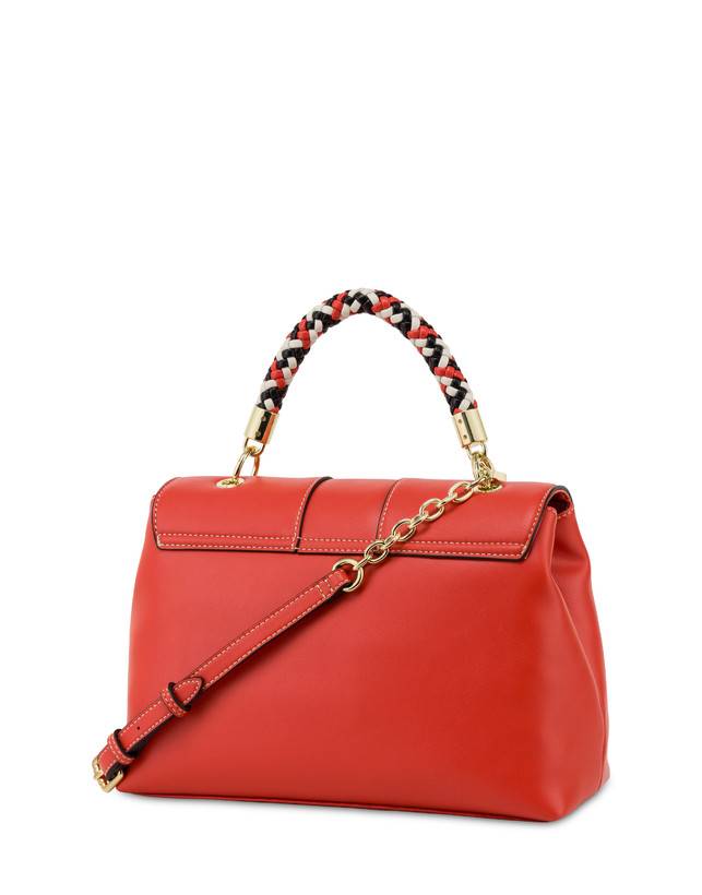 Pollini Borsa Top Handle Con Intreccio Agadir Arancio