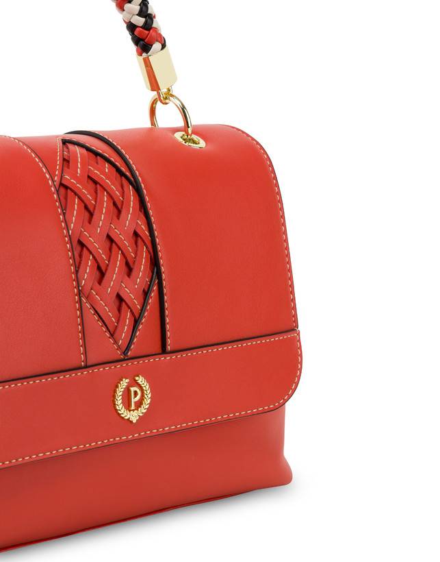 Pollini Borsa Top Handle Con Intreccio Agadir Arancio