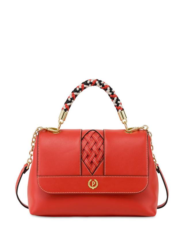 Pollini Borsa Top Handle Con Intreccio Agadir Arancio