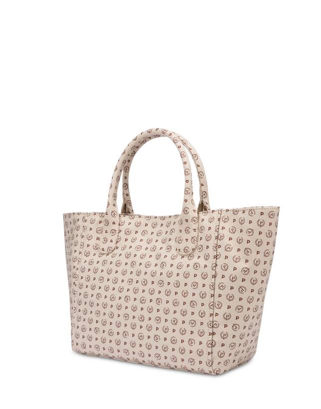 Pollini Borsa Tote Heritage Denim Jacquard Avorio/marrone