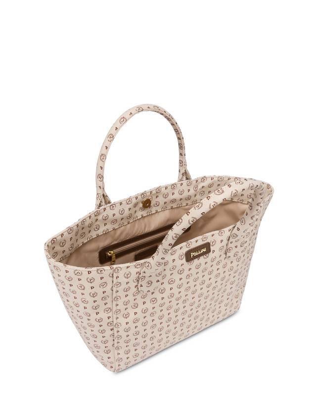 Pollini Borsa Tote Heritage Denim Jacquard Avorio/marrone