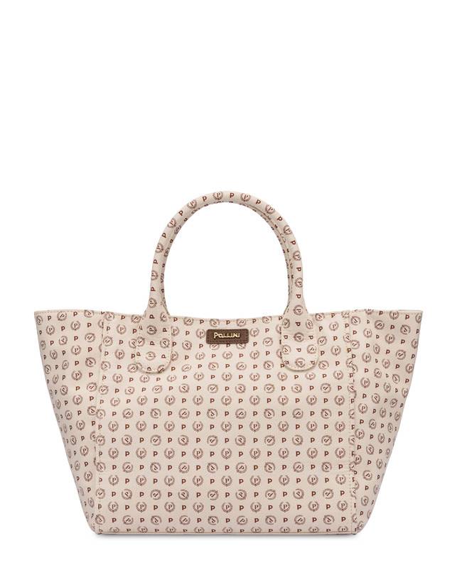 Pollini Borsa Tote Heritage Denim Jacquard Avorio/marrone