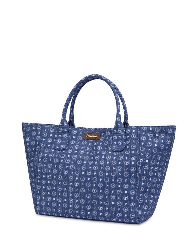 Pollini Borsa Tote Heritage Denim Jacquard Blu/marrone