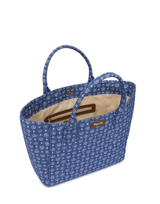 Pollini Borsa Tote Heritage Denim Jacquard Blu/marrone